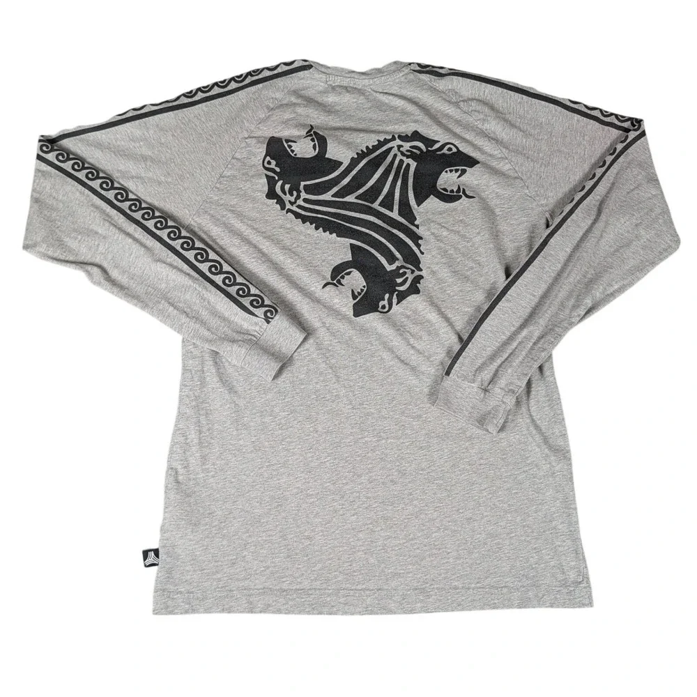 Adidas Tango Climalite Long Sleeve Shirt Gray Wave Graphic Tape Mens M